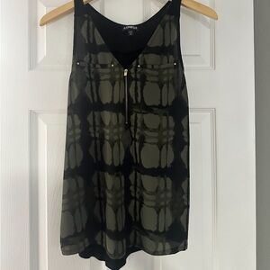 Express Women's Black and Green Top